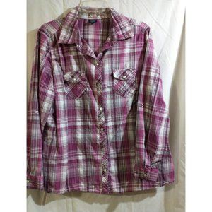 Faded Glory 1X Long Sleeve Top with Snaps, excellent condition